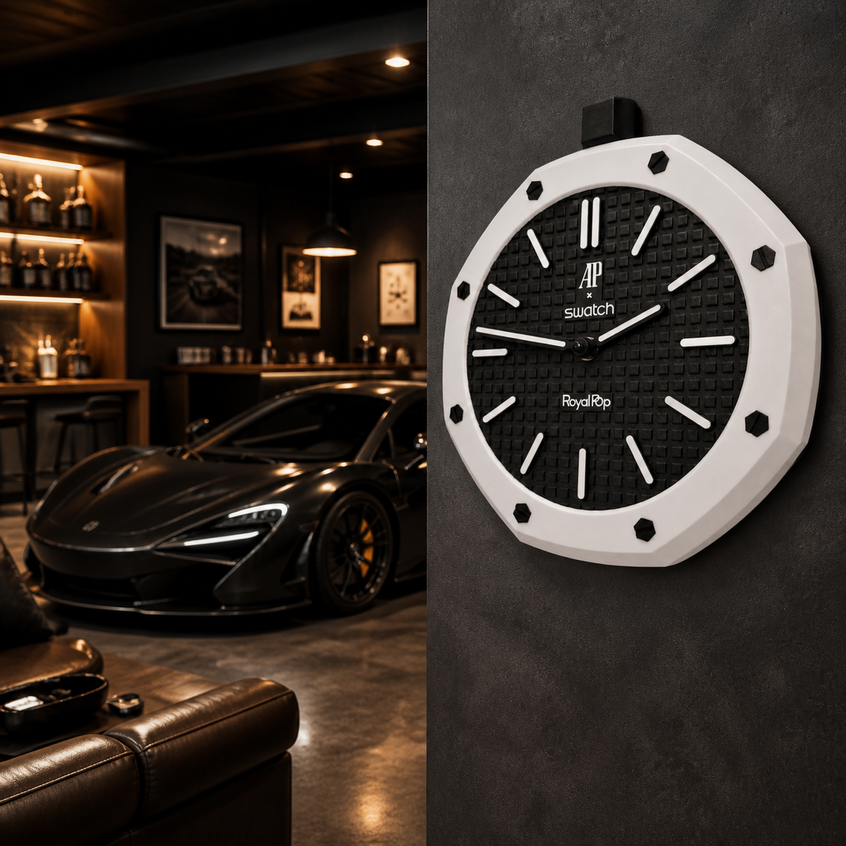 AP x Swatch Tribute Wall Clock (Black & White)