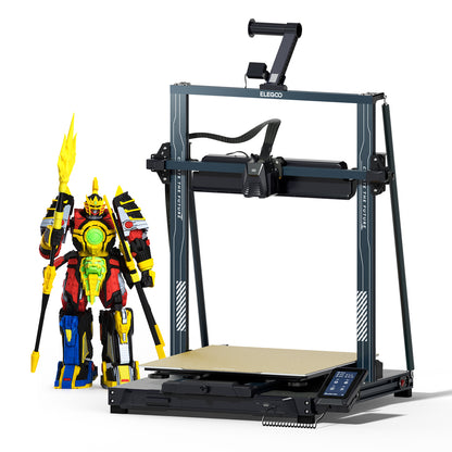 3D printer with a colorful robot model on a white background
