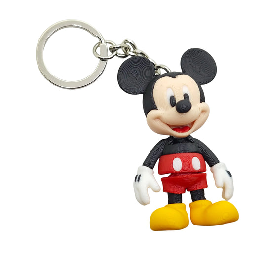 A Mickey Mouse character keychain charm with a silver metal split ring, shown on a plain white background.