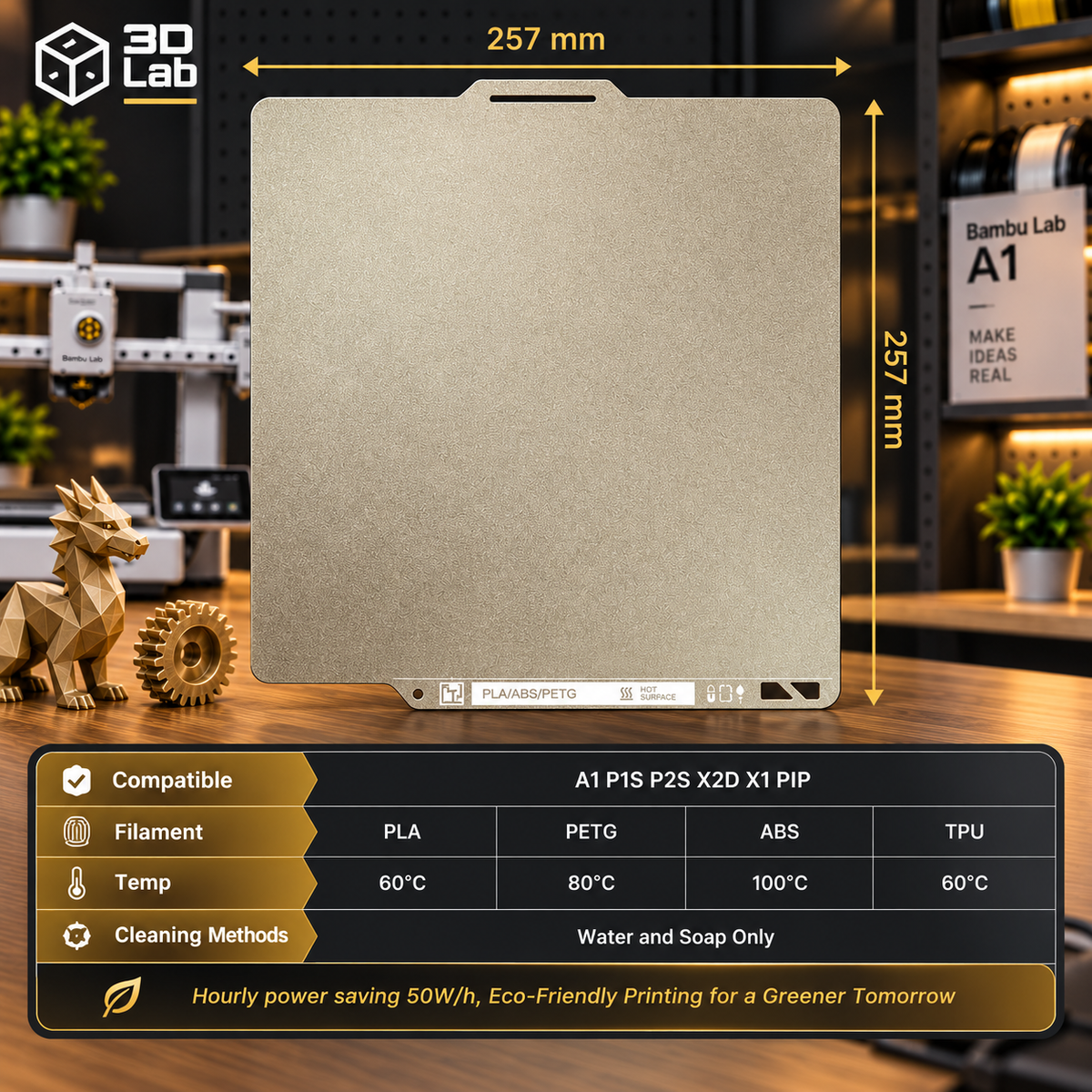 Dual Sided PEI Textured Plate for Bambulab A1