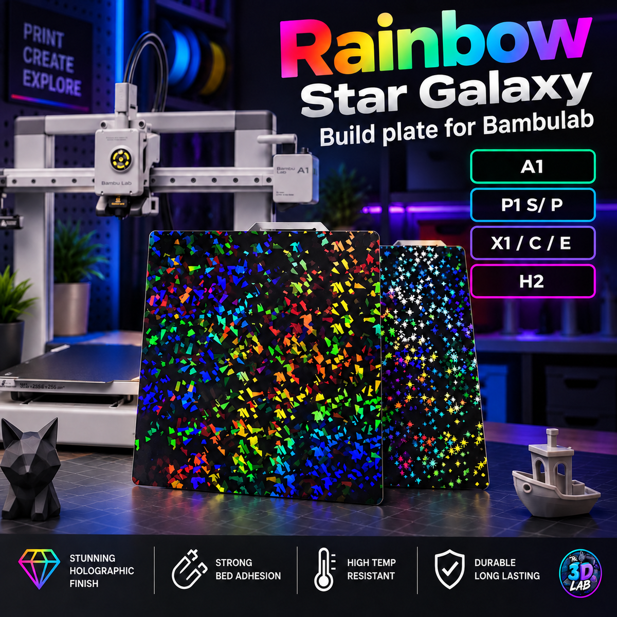 Dual Sided PEI Galaxy Build Plate for Bambulab A1